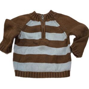 OLD NAVY | Baby Boys Brown Blue Striped Crewneck SWEATER 6-12 Months